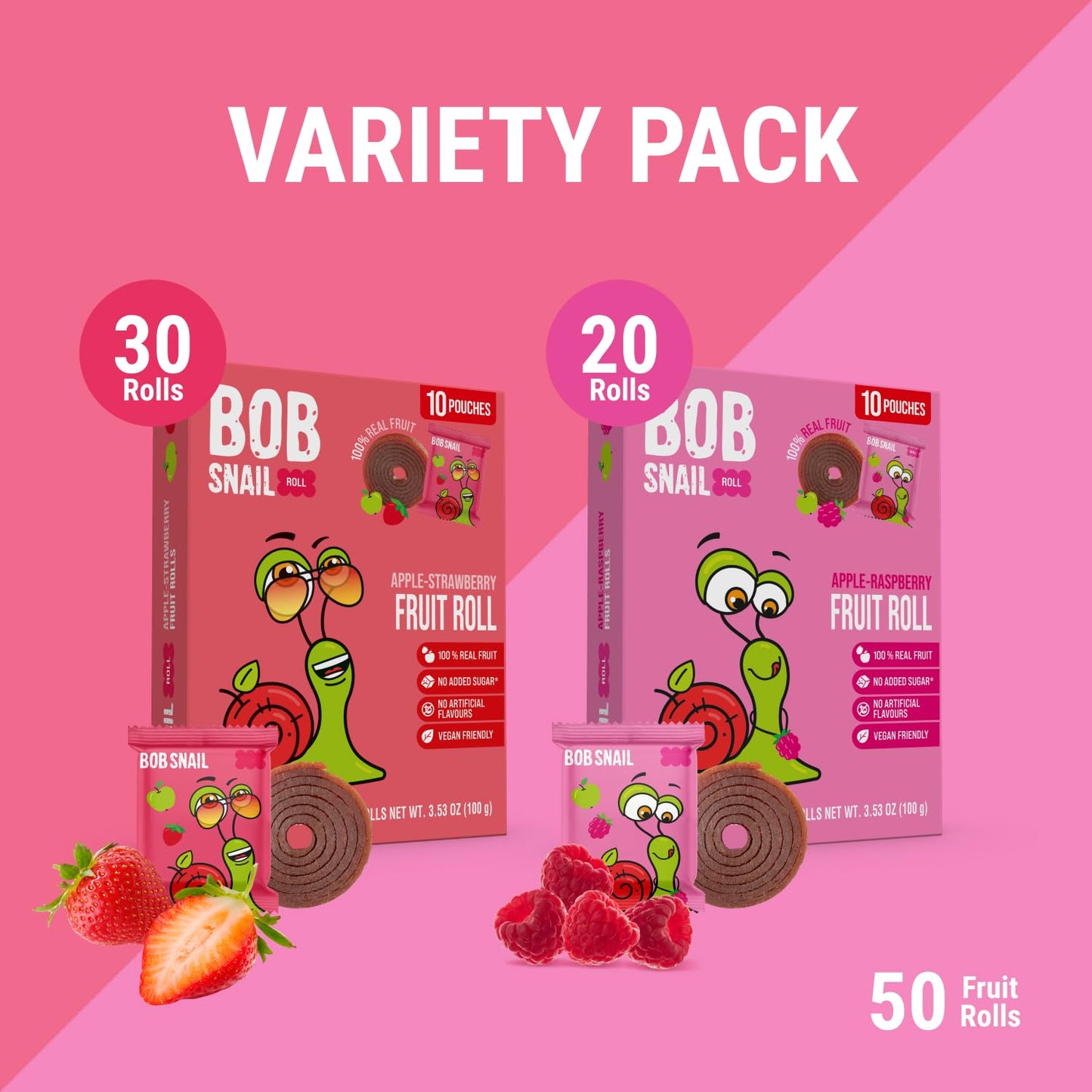 Bob Snail Exotic Mix Fruit Roll Ups - Healthy Sweets, Real Dried Fruits Snacks, No Added Sugar, Vegan, Nut Free, Candy for Adult