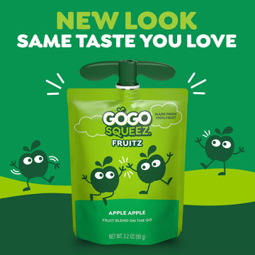 GoGo squeeZ Applesauce & Fruit Puree Variety Pack, Apple & Cinnamon, 3.2 oz (Pack of 20), Gluten Free, BPA Free