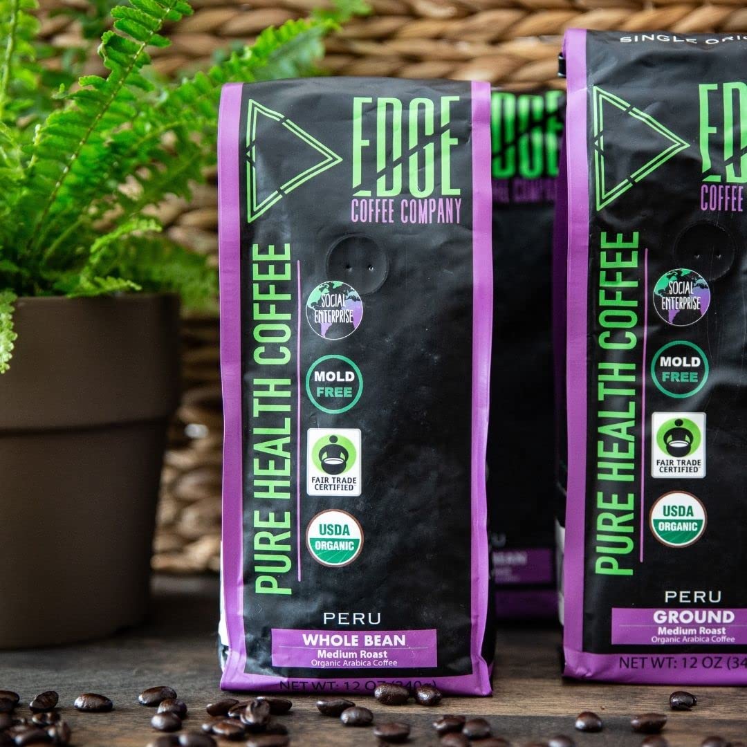 Edge Coffee Company Mold Free Organic Fair Trade Coffee - Low Acid Whole Bean 12oz