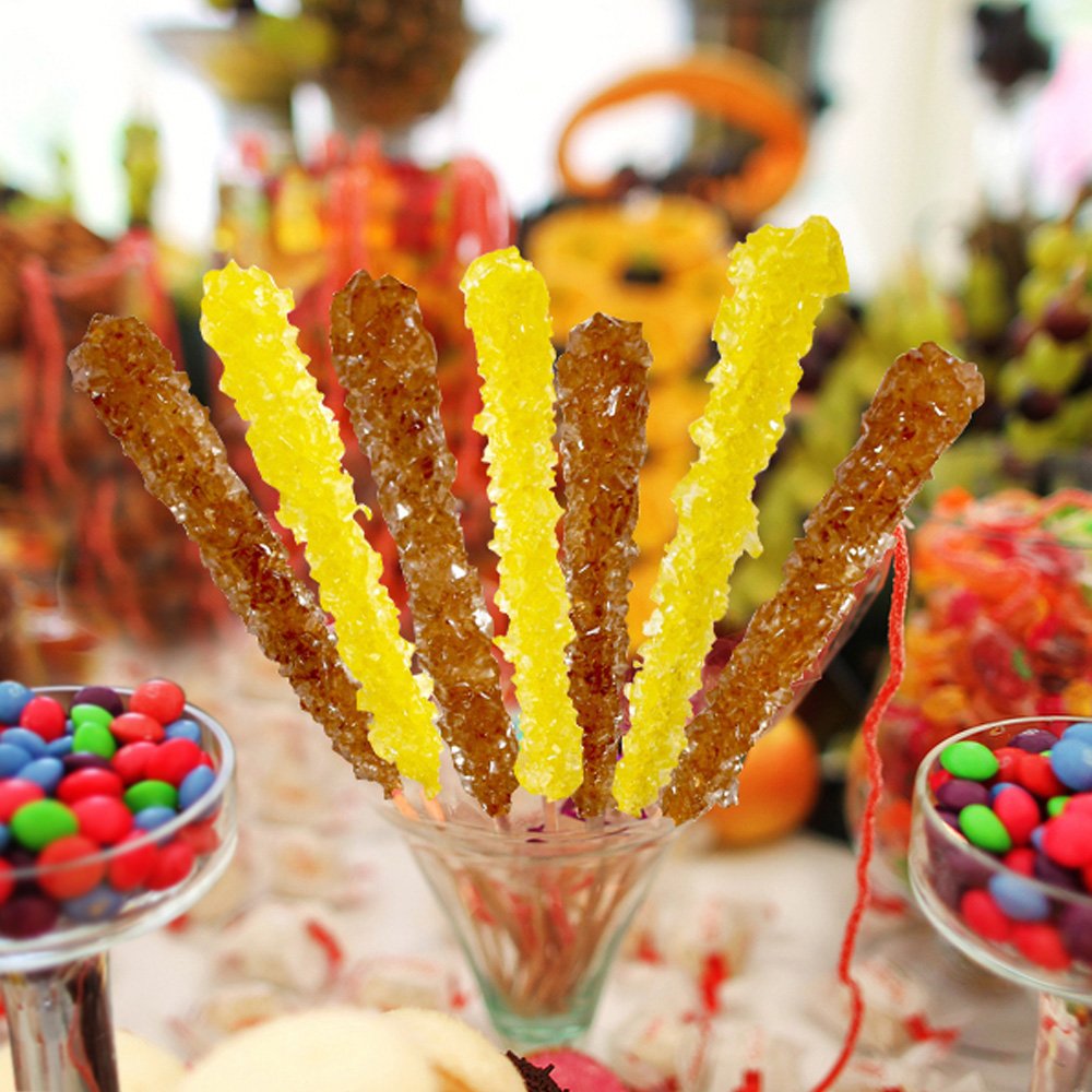 Espeez Extra Large Yellow Rock Candy Sticks - 6 Individually Wrapped for Party Favors & Candy Buffets