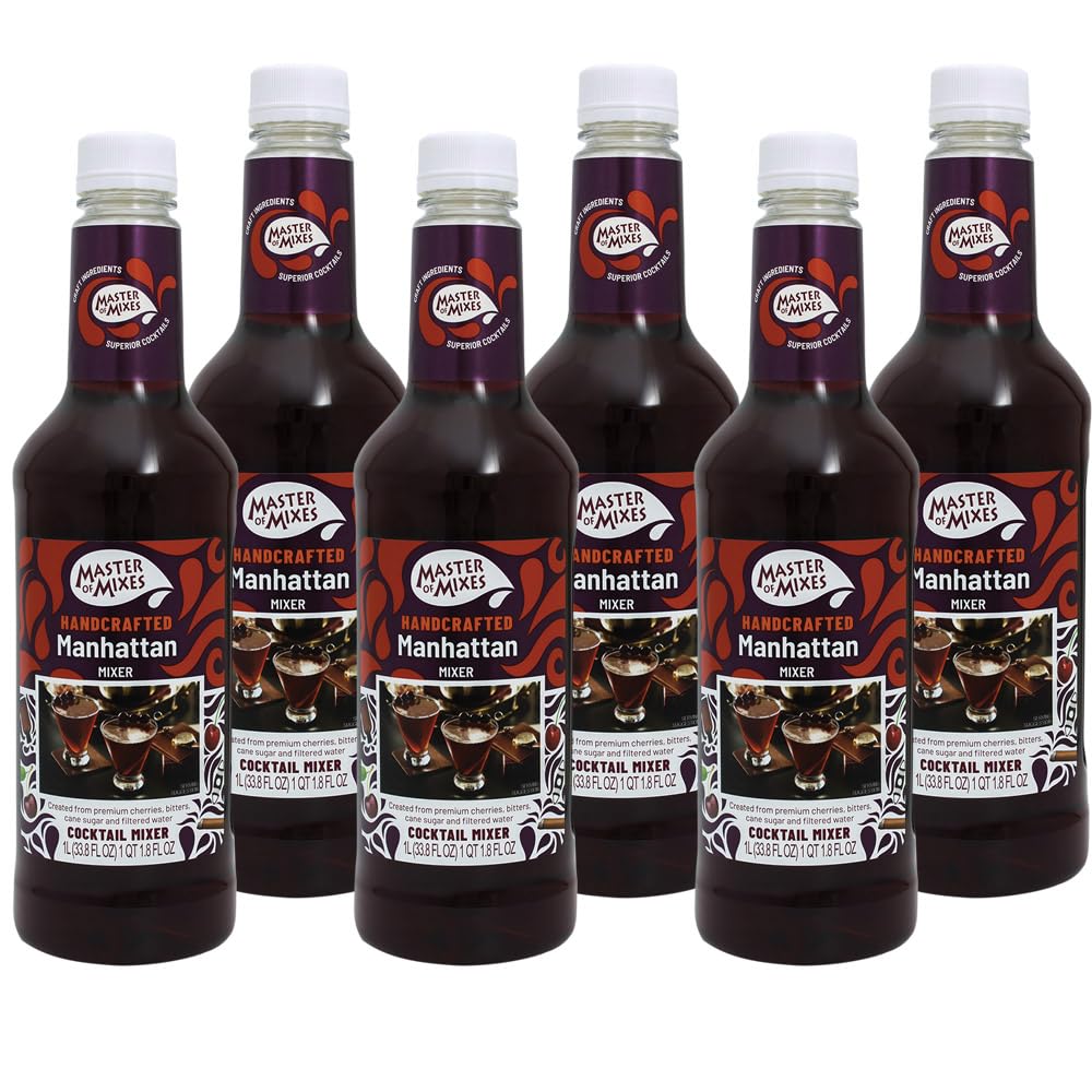 MASTER OF MIXES Manhattan Drink Mix, Ready to Use, 1 Liter Bottle, Pack of 6, 33.8 Fl Oz