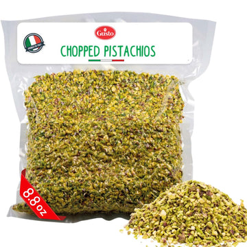 Pistachios Chopped, 8.8 oz (250 g), Pistachios Raw unsalted, chopped Pistachio nuts for ice cream sundaes, Gusto Etna, Non GMO, 