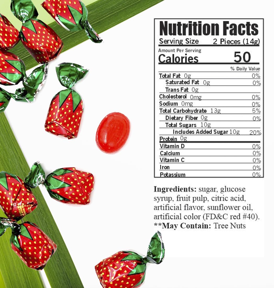 Arcor Strawberry Buds Filled Hard Candy Bon Bons Bulk | 3 Pounds