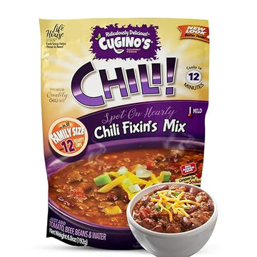 Cuginos Chili Fixins Mix 6 Pack Traditional Mild Seasoning With Zesty Herbs Spices And Vegetables For Hearty Flavors Cooks In 12