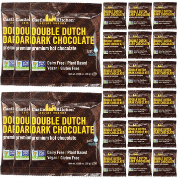 Castle Kitchen Dark Hot Chocolate Single 1Oz Packets (25 Count) Dairy Free, Vegan Hot Cocoa - Just Add Water - For On The Go, Travel & Work