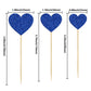 Gyufise 30Pcs Heart Cupcake Toppers Deep Blue Glitter Sweet Love Heart Cupcake Pick Decorations Valentine'S Day Cake Decorations