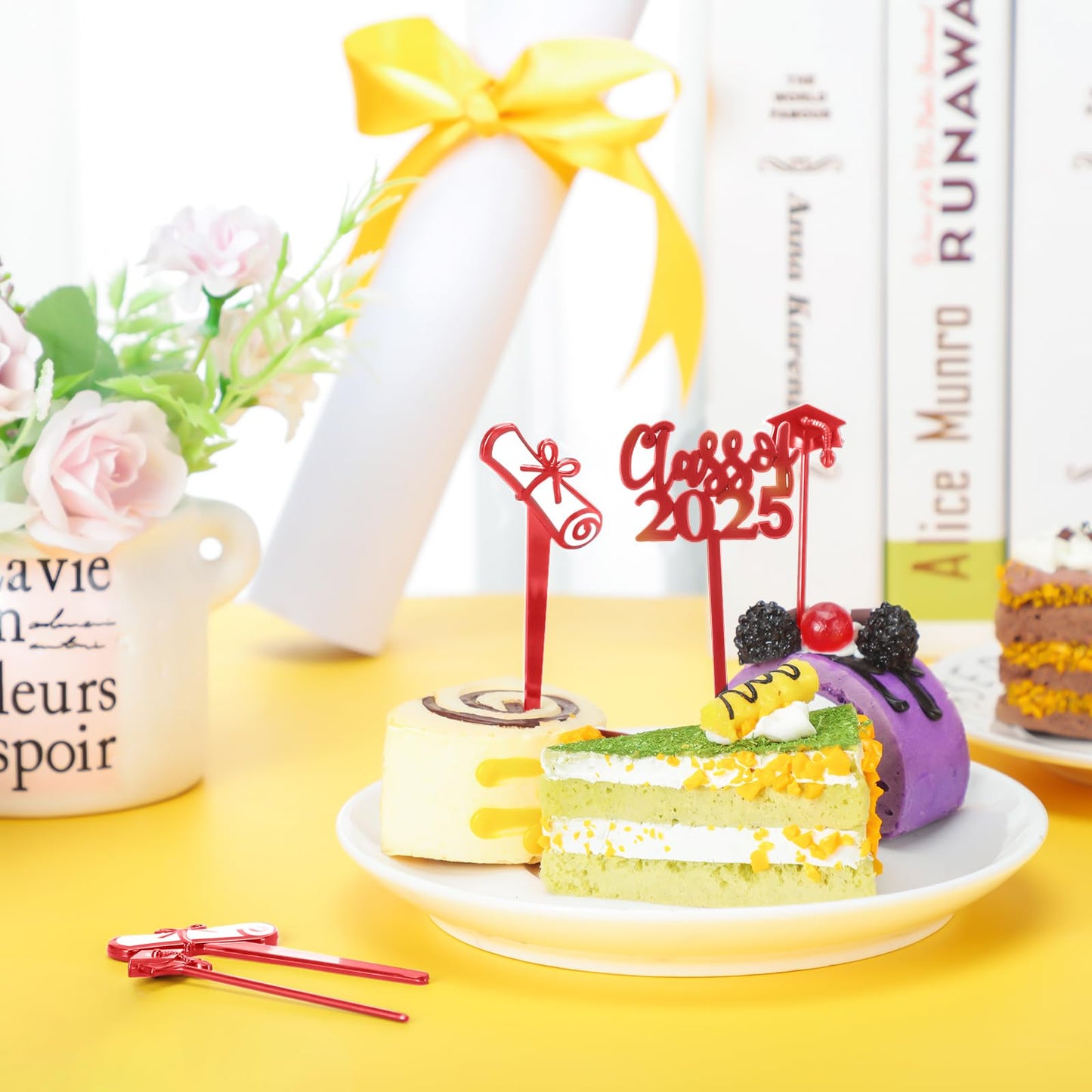 Boao 90 Pieces Class Of 2025 Theme Graduation Cake Topper Plastic Cupcake Picks Graduation Cupcake Decorations For Party Supplie
