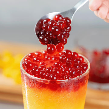 Tea Zone [7 Pounds] Dragon Fruit Popping Pearls for Boba Tea Beverages, Sweets, Ice Cream Topping | B2065