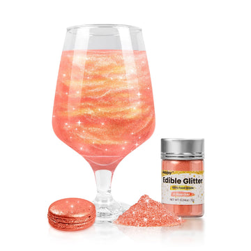 Dazzjoy Edible Glitter Shimmer Luster Dust, 7g, D. Rose Gold, Food Grade for Cakes, Cocktails, Cupcakes