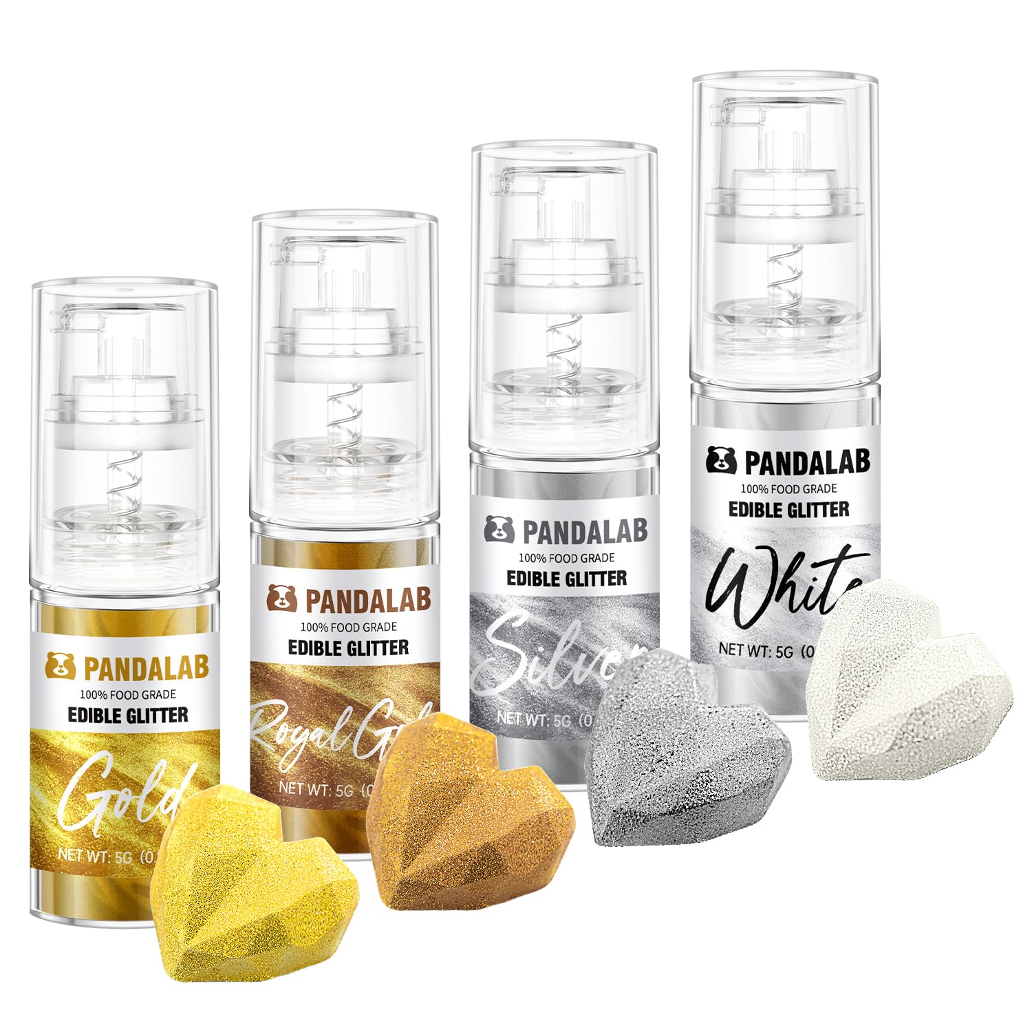 Edible Glitter Spray - Gold Sliver White Food Grade Dessert Decorating Shimmering Glitter For Drinks  Cake  Fondant  Chocolate  Icing (0.18Oz/5G Bottle)