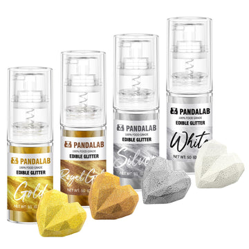 Edible Glitter Spray - Gold Sliver White Food Grade Dessert Decorating Shimmering Glitter For Drinks  Cake  Fondant  Chocolate  Icing (0.18Oz/5G Bottle)