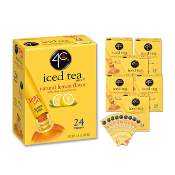 4C Powder Drink Mix Packets, Lemon Tea, 24 Count, Singles Stix On The Go, Refreshing Sugar Free Water Flavorings (Lemon Tea, 24 Count (Pack Of 6))