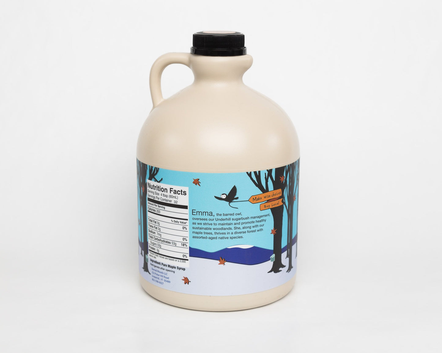 Barred Woods Maple - Half Gallon Jug Organic Pure Vermont Maple Syrup 64 Oz - Grade A Amber Rich