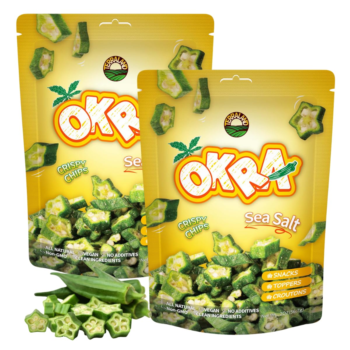 Terraland Okra Crispy Cubes-Sea Salt, Crispy & Crunch, Vegan, No Additives, Idea for Snacking or Pairing with Salad and Cereal 2
