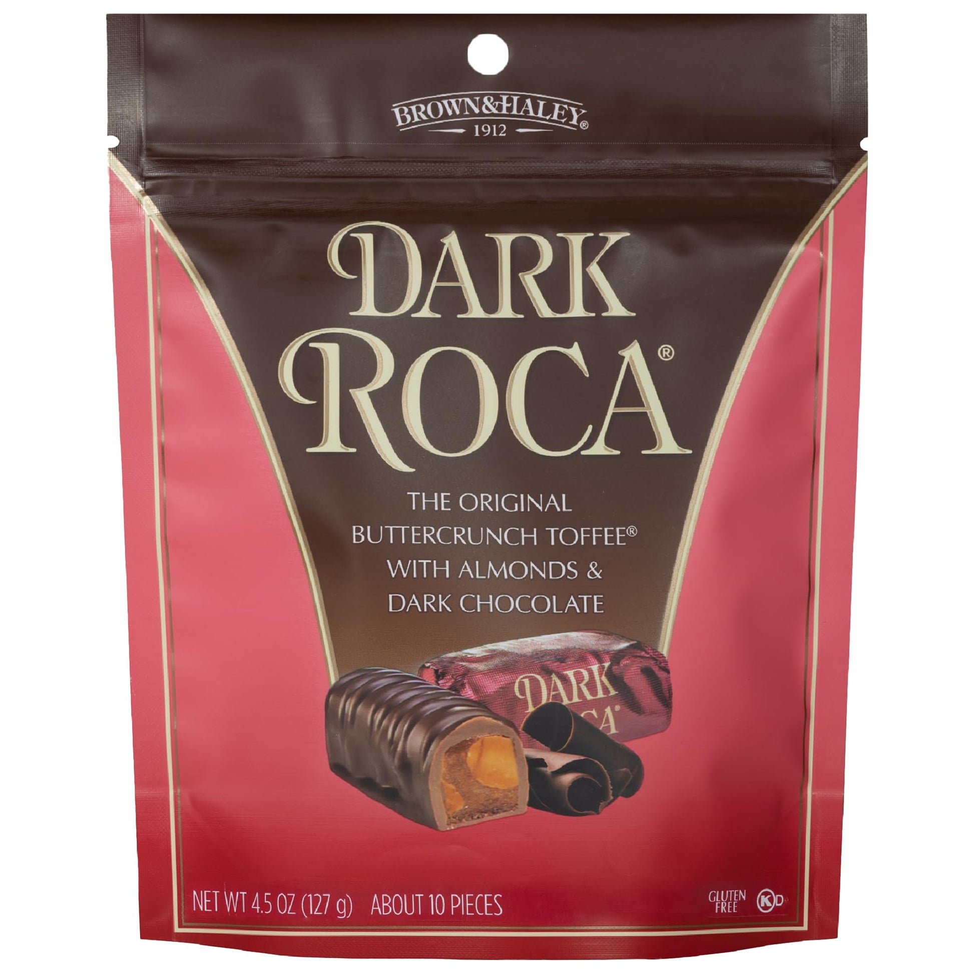 Almond Roca Pack Of 1-4.5Oz Individually Wrapped Dark Chocolate Candy - Buttercrunch Toffee With Almonds Covered In Chocolate - Gluten Free, Kosher, Chocolate