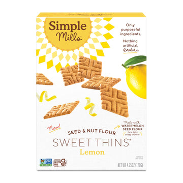 Simple Mills Lemon Seed & Nut Flour Sweet Thins, Paleo Friendly & Delicious Sweet Thin Cookies, Good For Snacks, Nutrient Dense, 4.25 Oz (Pack Of 1)