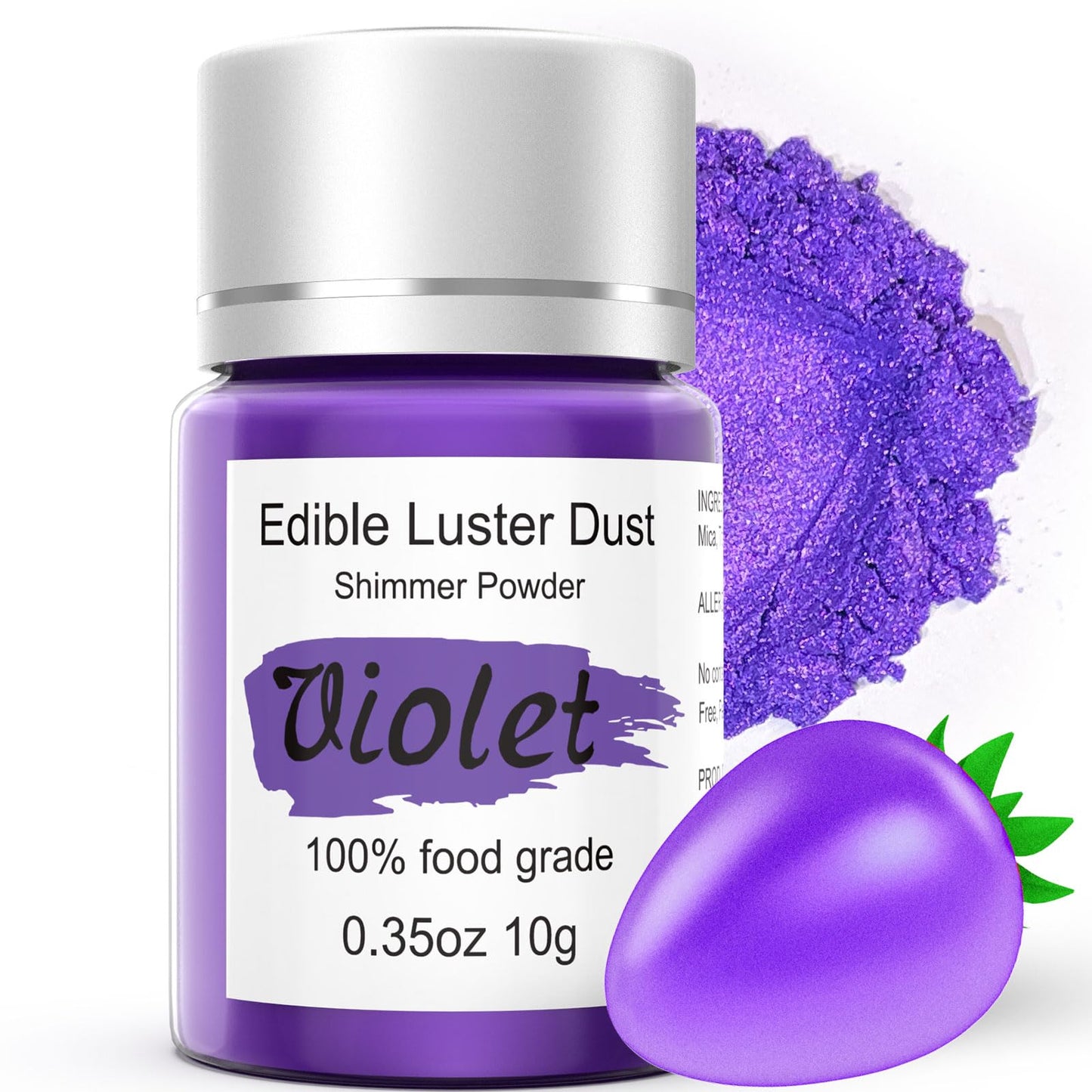 Purple Luster Dust Edible Glitter for Cakes Cocktails - 10g Colaele Edible Shimmering Dust for Chocolates, Metallic Food Colorin