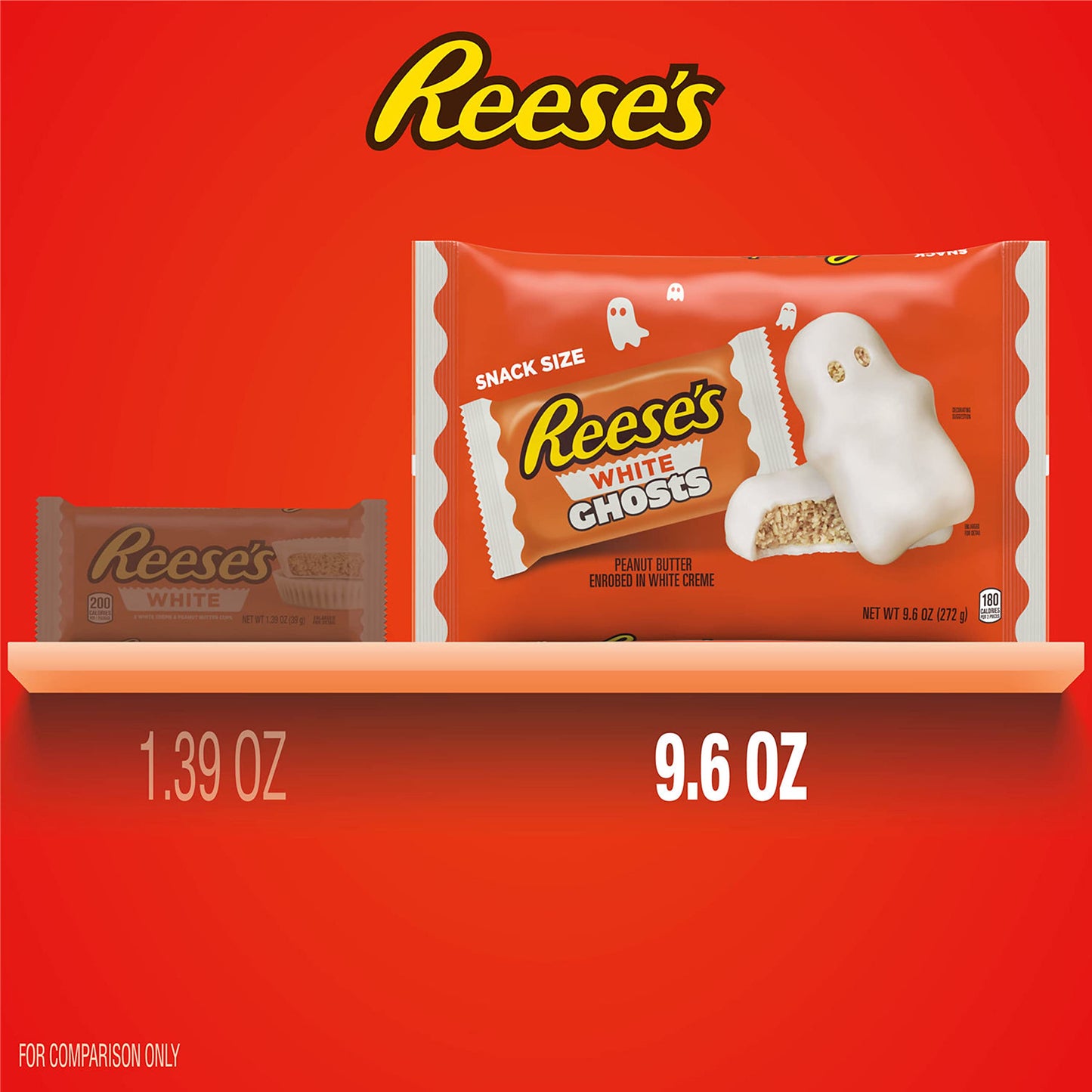 REESES White Creme Peanut Butter Snack Size White Ghosts, Halloween Candy Bag, 9.6 oz