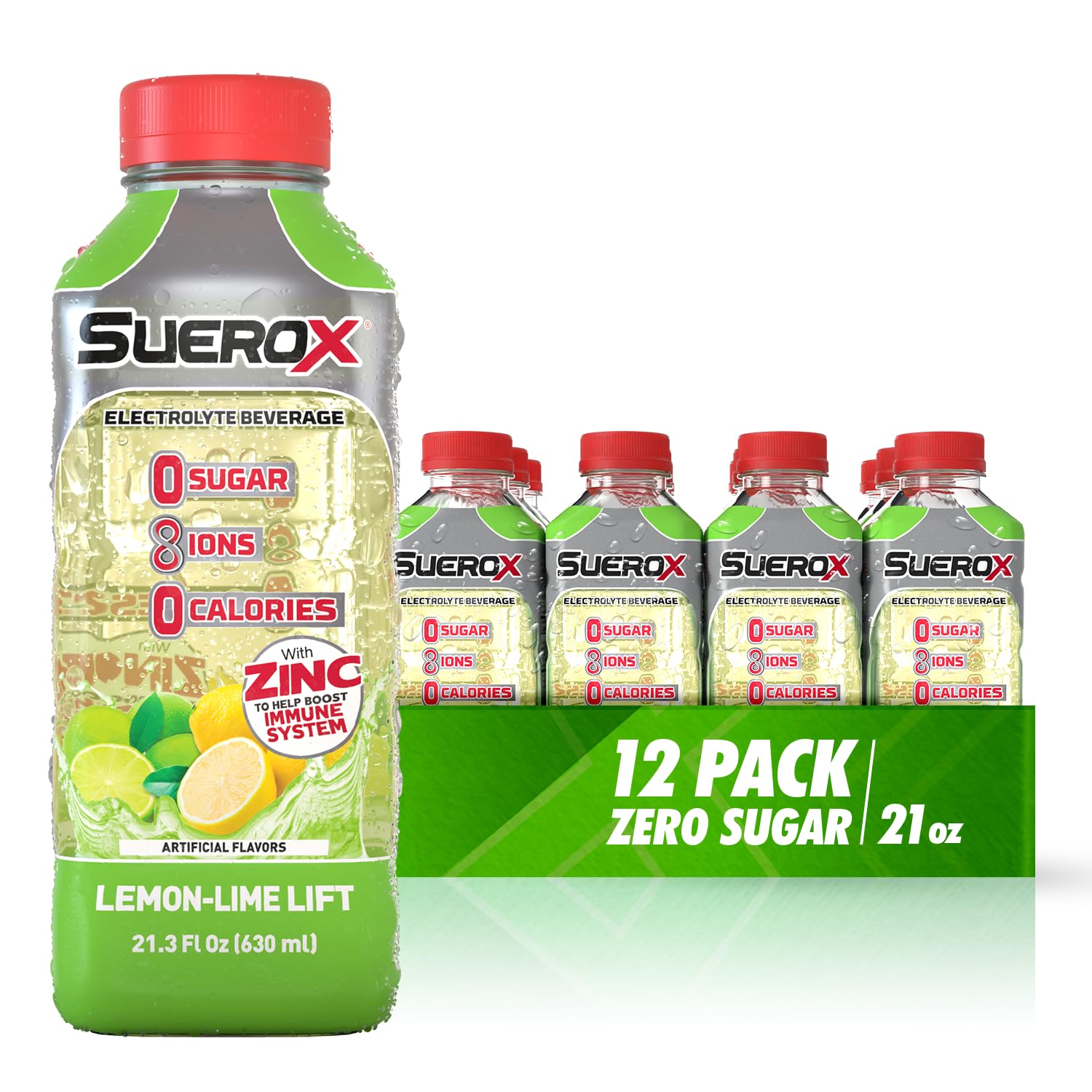 SueroX Zero Sugar Electrolyte Drink, Unique Electrolyte Blend, 1.75 Fl Oz (Pack of 12), Lemon Lift