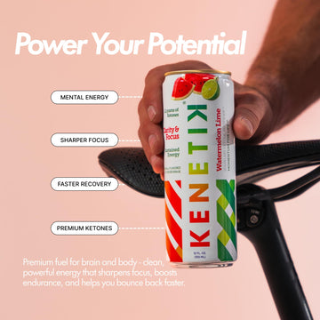 Kenetik Nootropic Ketone Drink, Caffeine & Sugar Free, Watermelon Lime, 12 Fl Oz (Pack of 12)