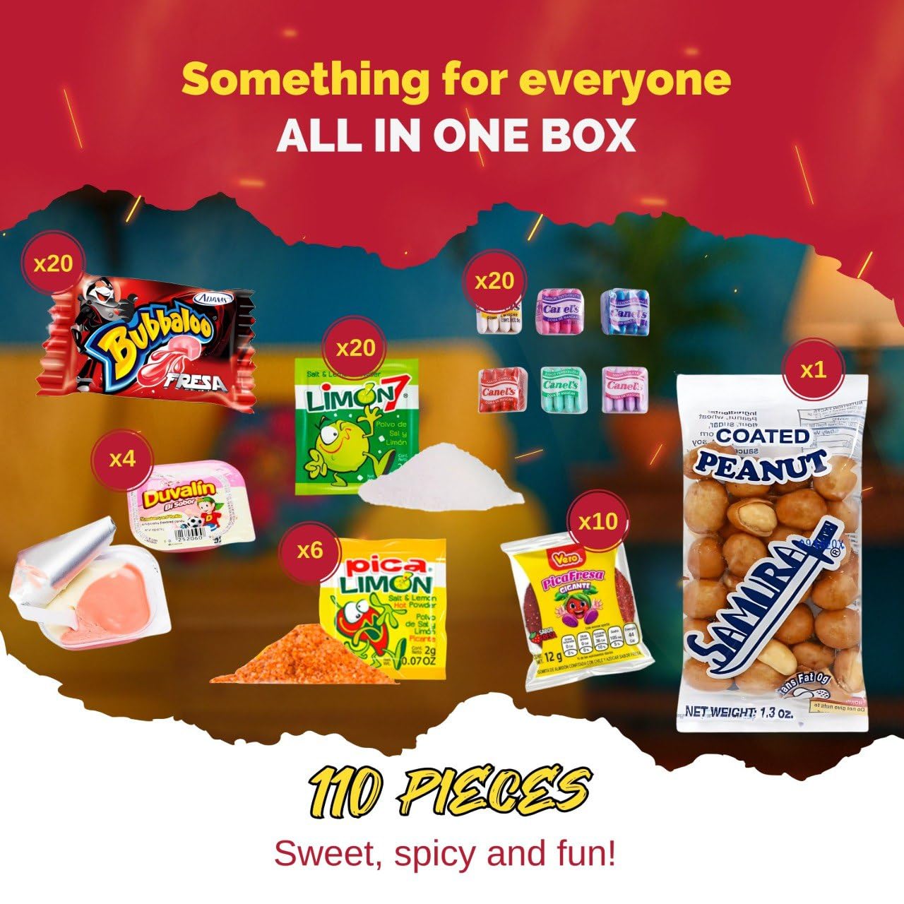 Mexican Candy Box Variety Pack With Duvalin, Salsaghetti And Much More - Over 100 Authentic Dulces Mexicanos Surtidos And Spicy