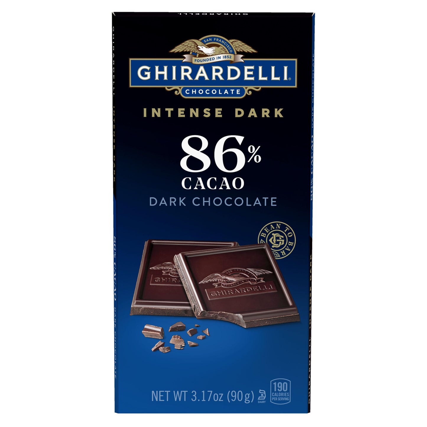 GHIRARDELLI Intense Dark Chocolate Bar  86% Cacao  3.17 Oz Bar