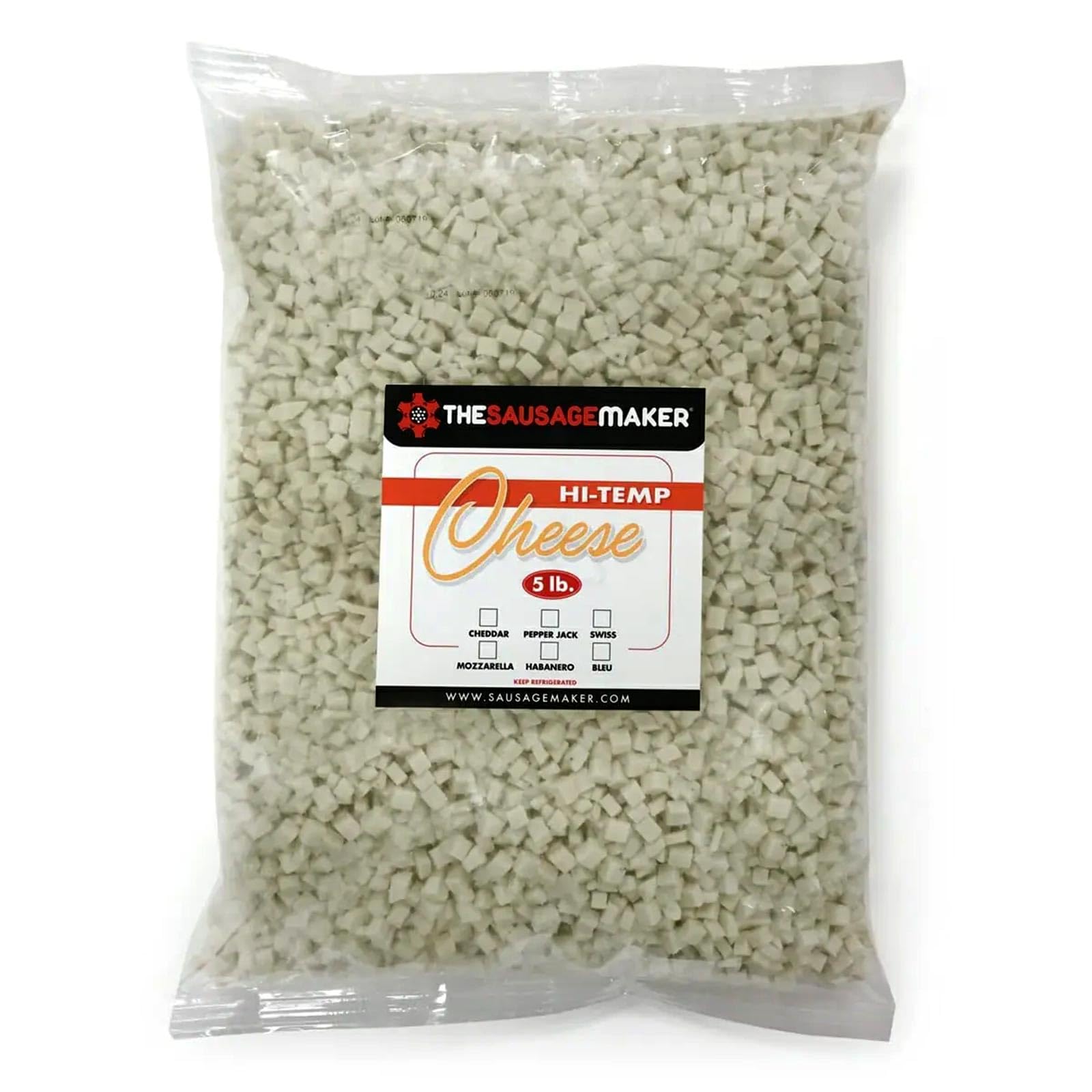 The Sausage Maker® High Temp Bleu Cheese, 5 lbs, 1/4 Diced Cube, Ideal for Sausage Making and Grilling