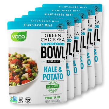 Vana Lifes Foods Plant Based Ready Meal - Green Chickpea Superfood Bowl Heat And Eat With Kale And Potato Microwaved Cooked Bowl