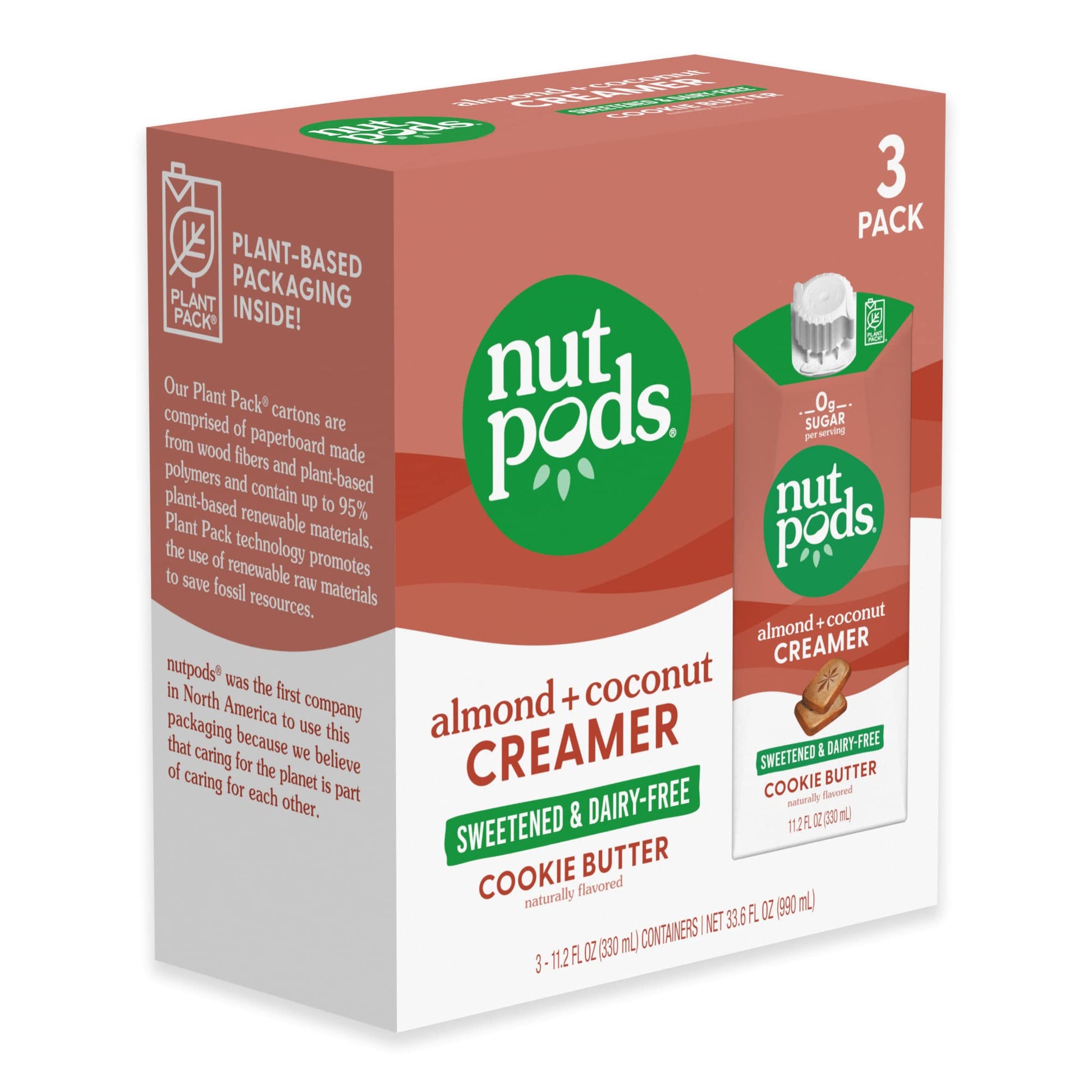 Nutpods Cookie Butter Keto Coffee Creamer - Sweetened Non Dairy Creamer With Zero Sugar - 5 Calories And Zero Net Carbs Per Serving - Gluten Free, Non-Gmo, Vegan, Sugar Free, Kosher (3-Pack)
