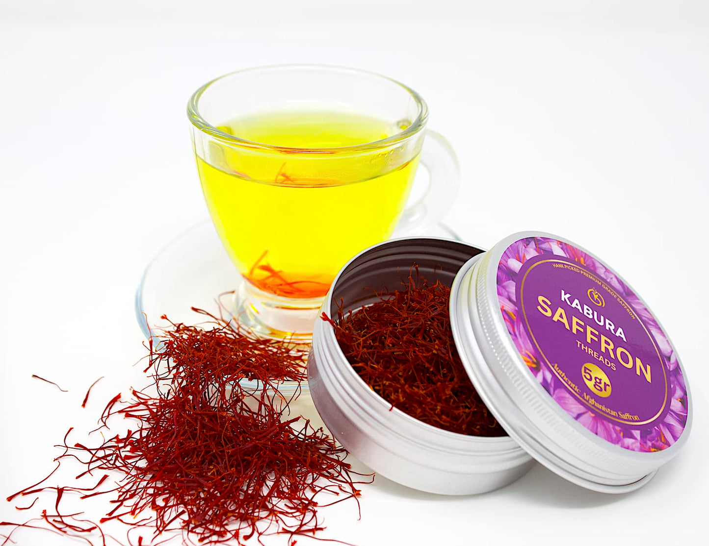 5 Grams Kabura Saffron, Authentic Saffron Threads, Premium All-Red Saffron, Grade A+ Best Color, Spice For Tea, Rice, Milk, Soup