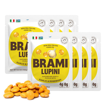 Brami Lupini Beans Snack, Garlic & Rosemary | 7G Plant Protein, 0G Net Carbs | Vegan, Vegetarian, Keto, Plant Based, Mediterrane