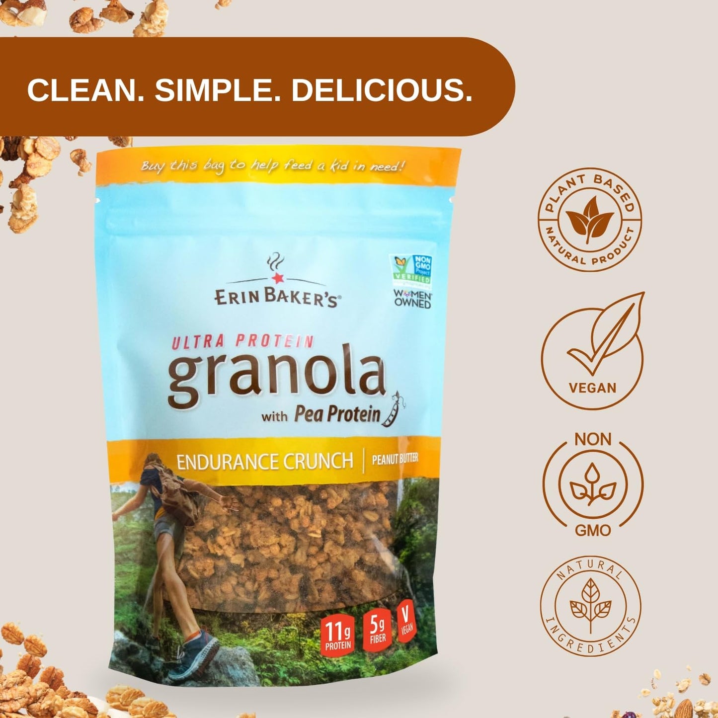 Erin Baker'S Homestyle Granola Cereal With Ancient Grains, Endurance Crunch - Made From Natural Ingredients, Source Of Plant-Bas