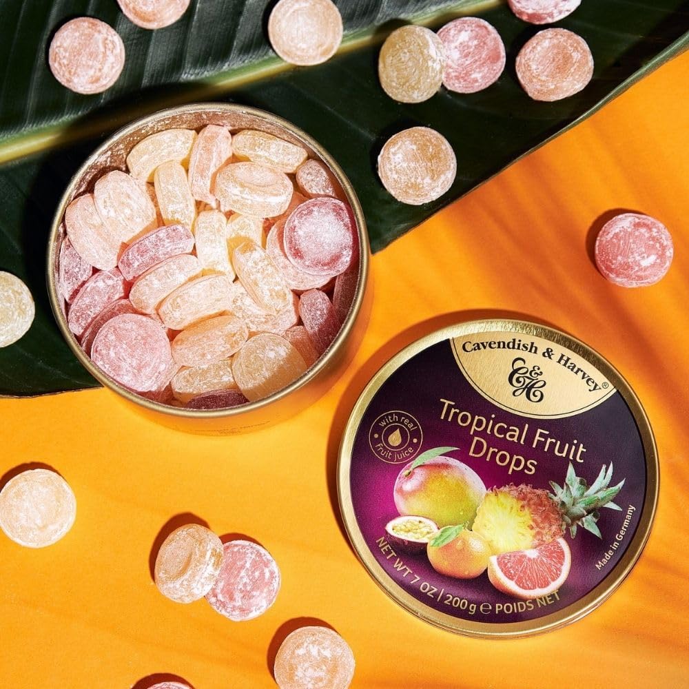 Cavendish & Harvey | Tropical Hard Candy Drops | 7 Ounce Tin