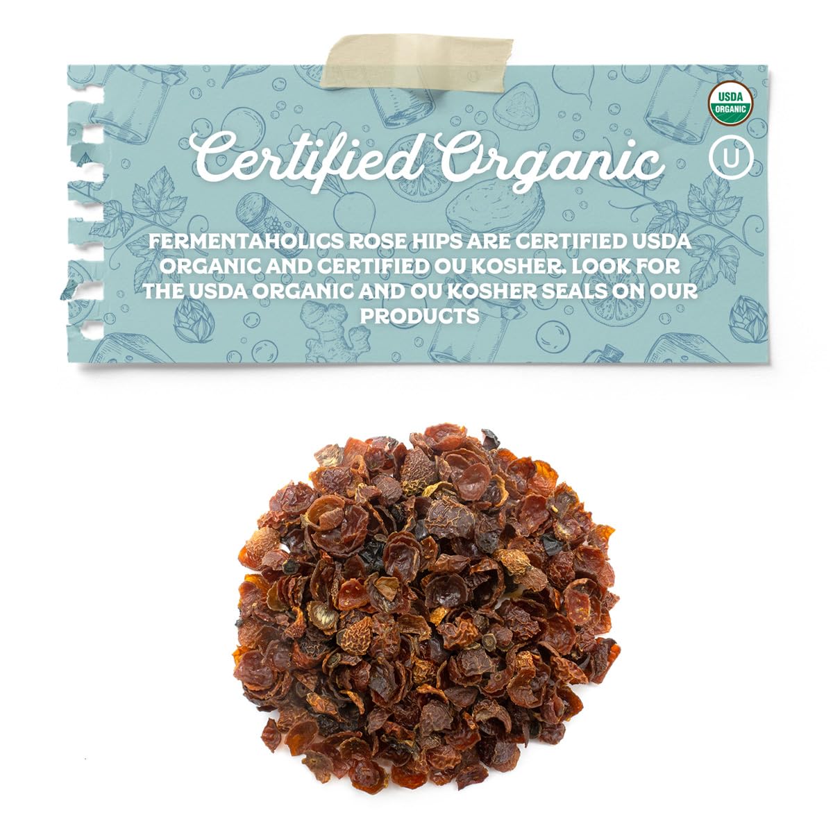 Fermentaholics Organic Dried Rose Hips for Kombucha Brewing, 4 Ounce