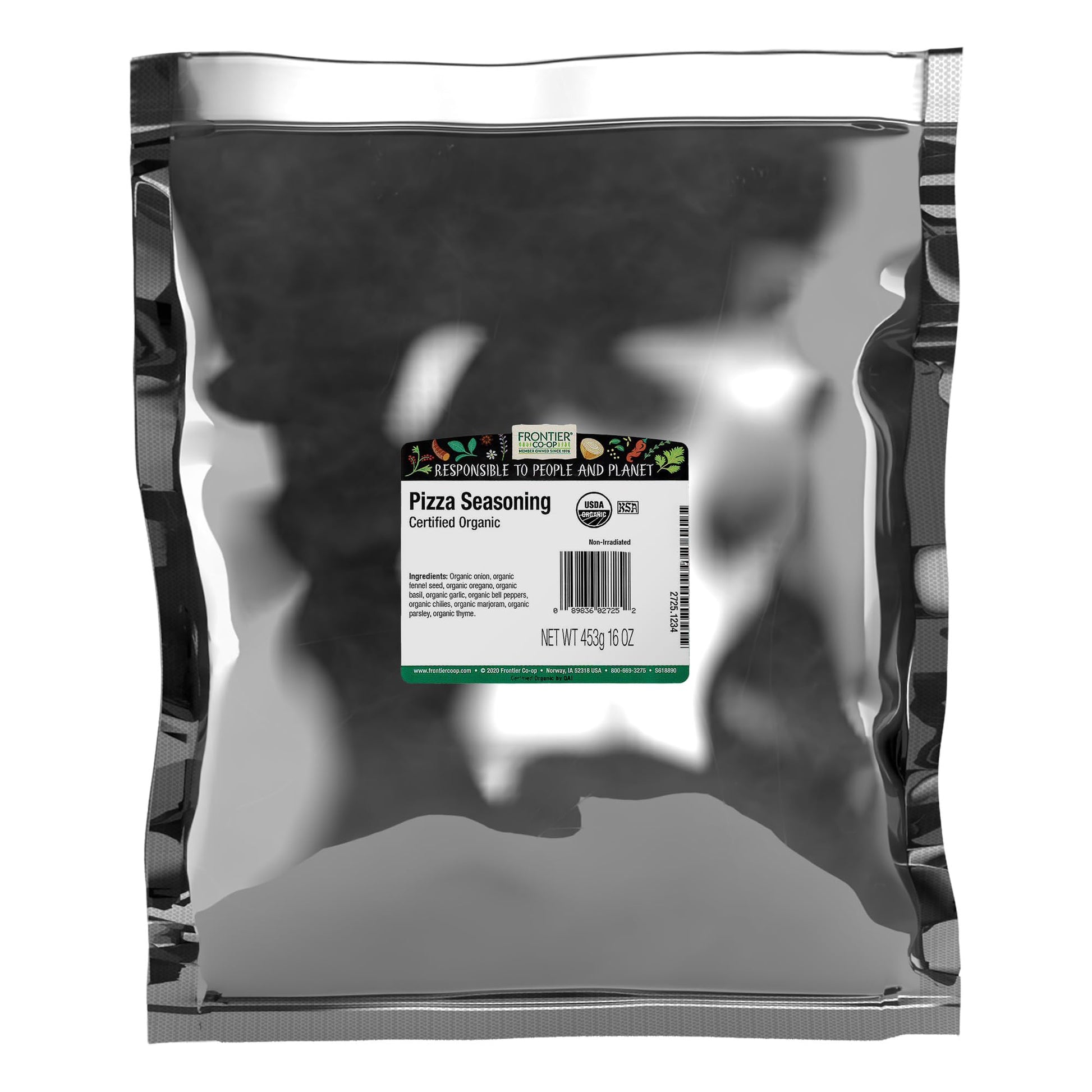 Frontier Co-op Organic Pizza Seasoning, 1lb Bulk Bag - Natural Seasoning Spice Blend, Perfect Spice for Homemade Pizzas, Pasta a