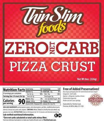 ThinSlim Foods Zero Net Carb Pizza Crust, Keto, Low Carb, High Protein, Thick Crust, 8oz, 2pack