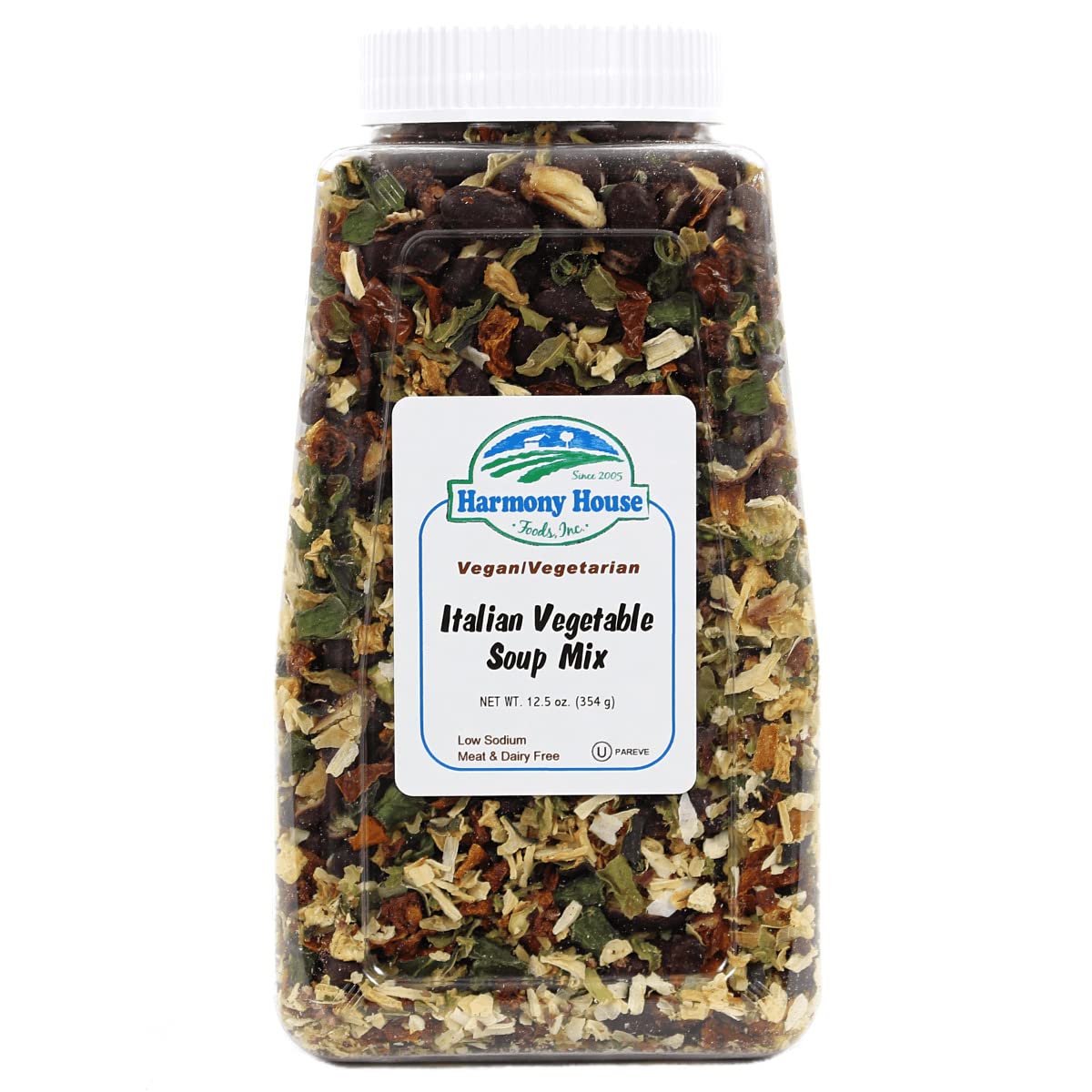 Harmony House Italian Vegetable Soup Mix – Gluten Free, Low Sodium, For Cooking, Camping, Emergency Supply & More (12.5 Oz. Jar)