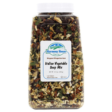 Harmony House Italian Vegetable Soup Mix – Gluten Free, Low Sodium, For Cooking, Camping, Emergency Supply & More (12.5 Oz. Jar)