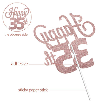 Lingteer Happy 35Th Birthday Cake Topper - Cheers To 35Th Birthday 35 Years Old Birthday Party Cake Decorations Sign.