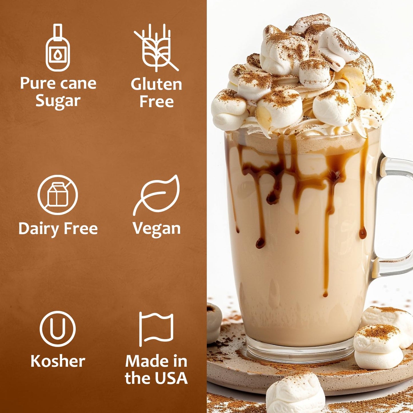 Syruvia Toasted Marshmallow Coffee Syrup - 25.4 Fl Oz Premium Coffee Flavoring Syrup - Kosher Coffee Syrups, Gluten Free, No Col