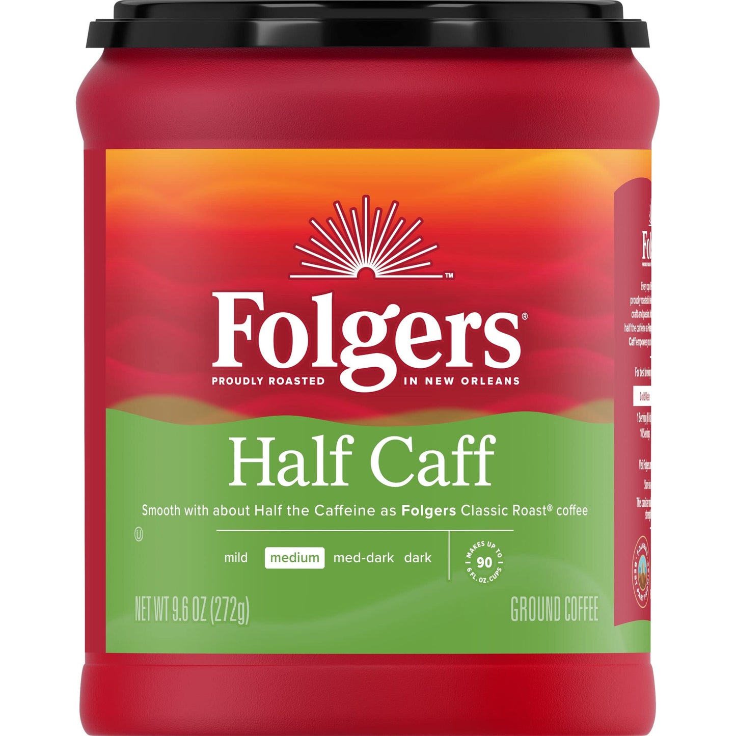 Folgers Half Caff Ground Coffee, Medium Roast, 9.6 Ounce, Pack of 1