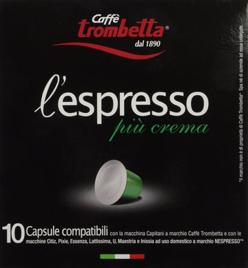 Trombetta lespresso Piu Crema  10 Count (Pack of 8)