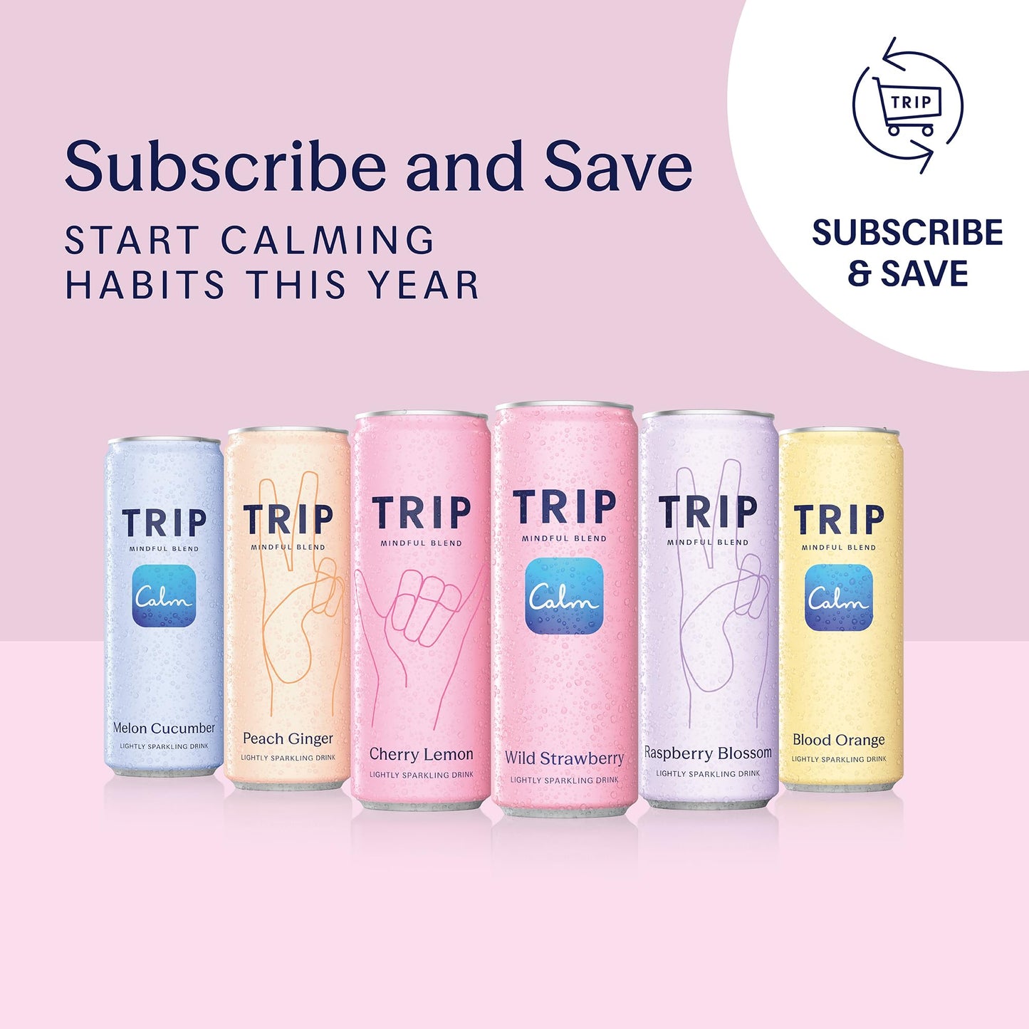 Trip Mindful Blend  Lightly Sparkling Calming Drink  120 MG Magnesium Citrate with Ashwagandha  Lions Mane & L Theanine  No Added Sugar  Low Calorie  Vegan  Blood Orange  12 Oz  12Pk