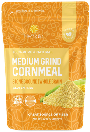 Cornmeal 2lb / 32oz, Corn Meal for Baking and Cooking, Stone Ground Cornmeal Medium Grind, Gluten Free Cornmeal, 100% Whole Grou