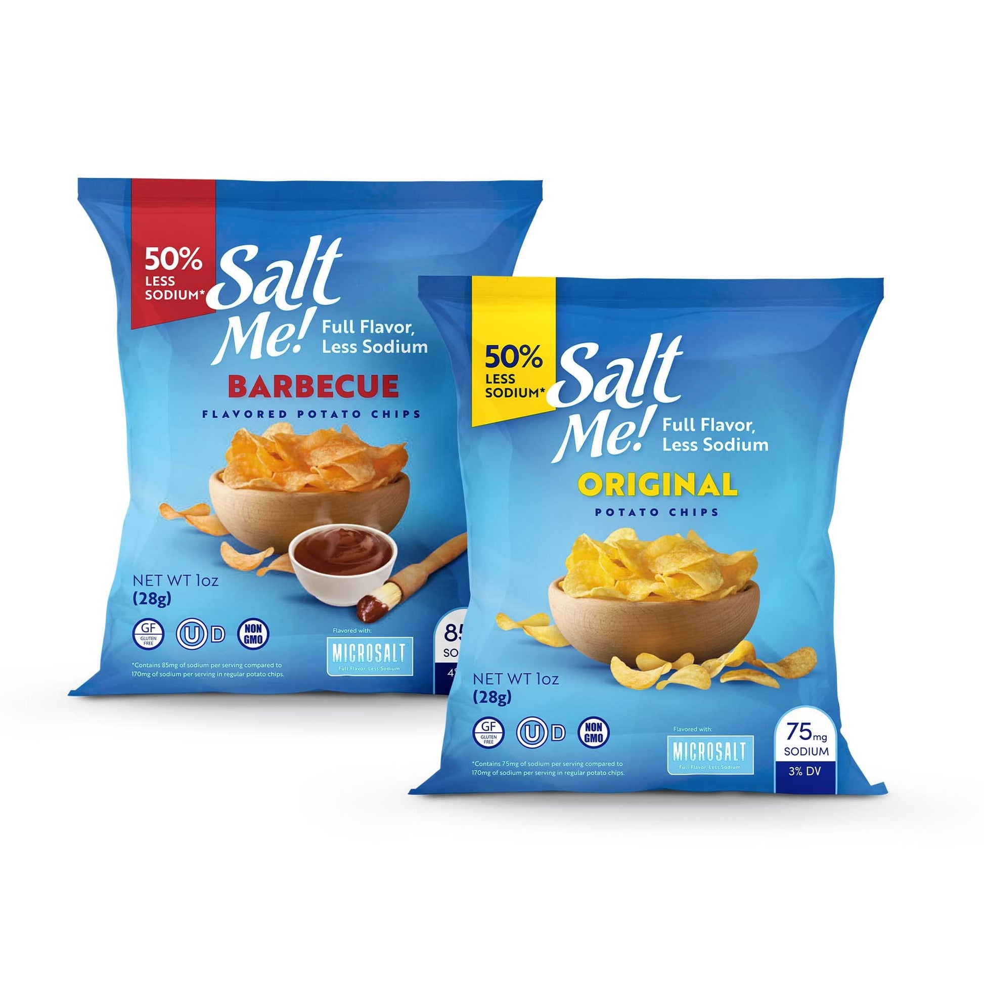 Saltme! Variety Pack Better For You Potato Chips - 24Ct 1Oz Bags - 50% Less Sodium, Kosher, Healthier Snack Pack- Best Full Flav