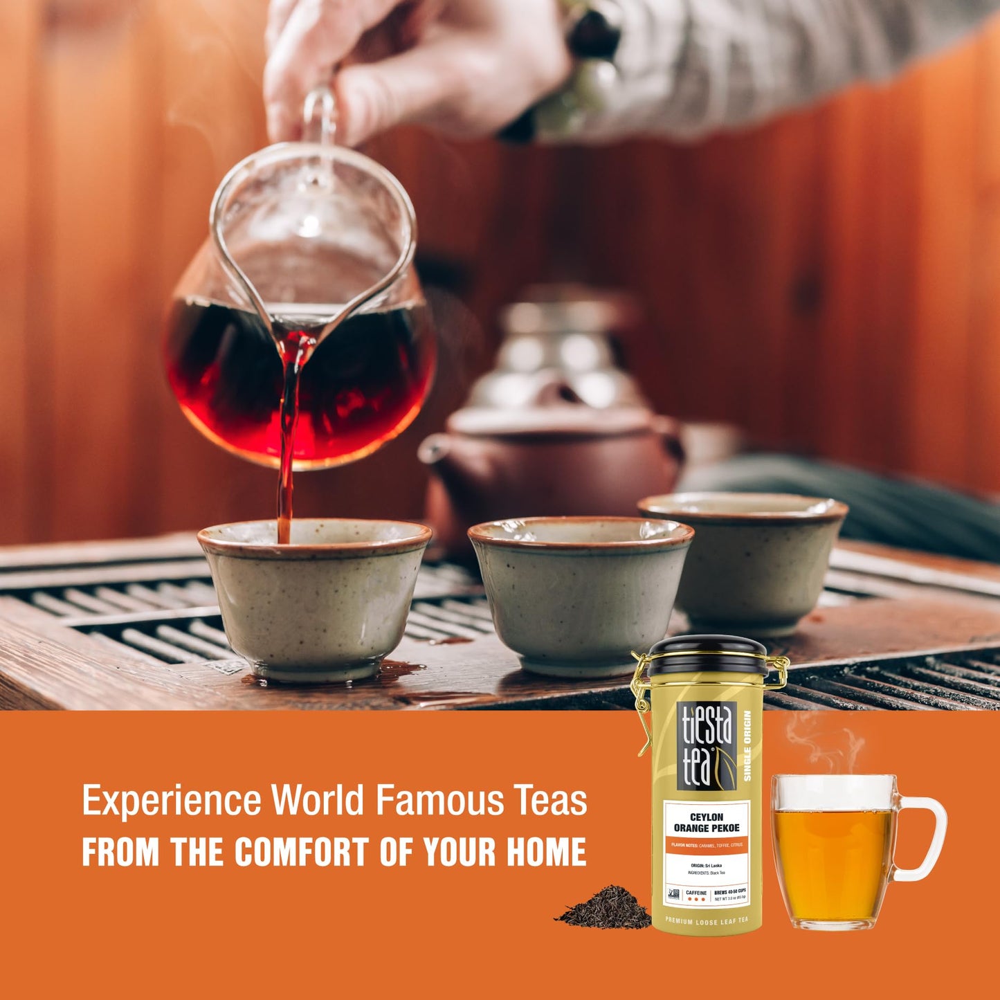 Tiesta Tea - Ceylon Orange Pekoe Black Tea | Single Origin Premium Black Loose Leaf Tea From Sri Lanka| 100% Pure Unblended High Caffeinated Tea | Hot Or Iced Tea & Up To 50 Cups - 3Oz Refillable Tin