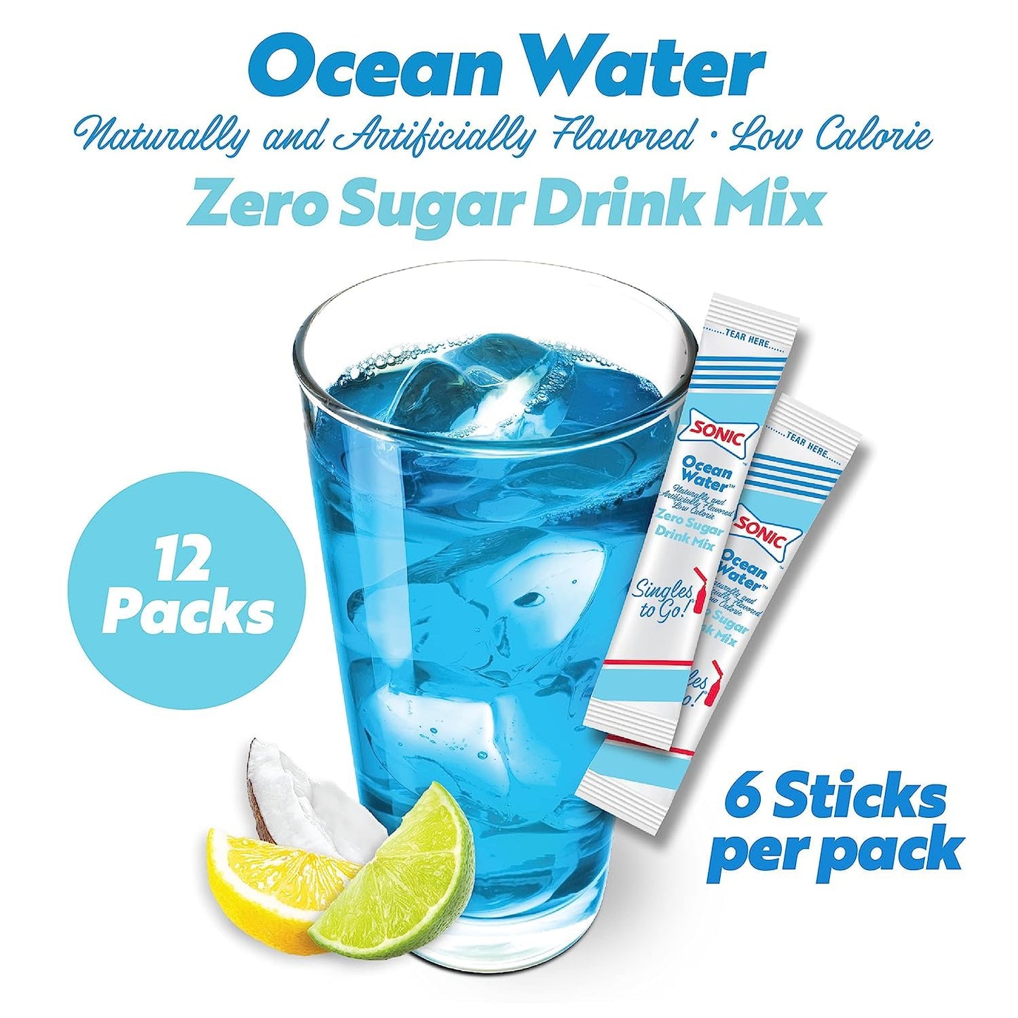Sonic Singles To Go Powdered Drink Mix, Ocean Water, 6 Ct (Pack Of 4)