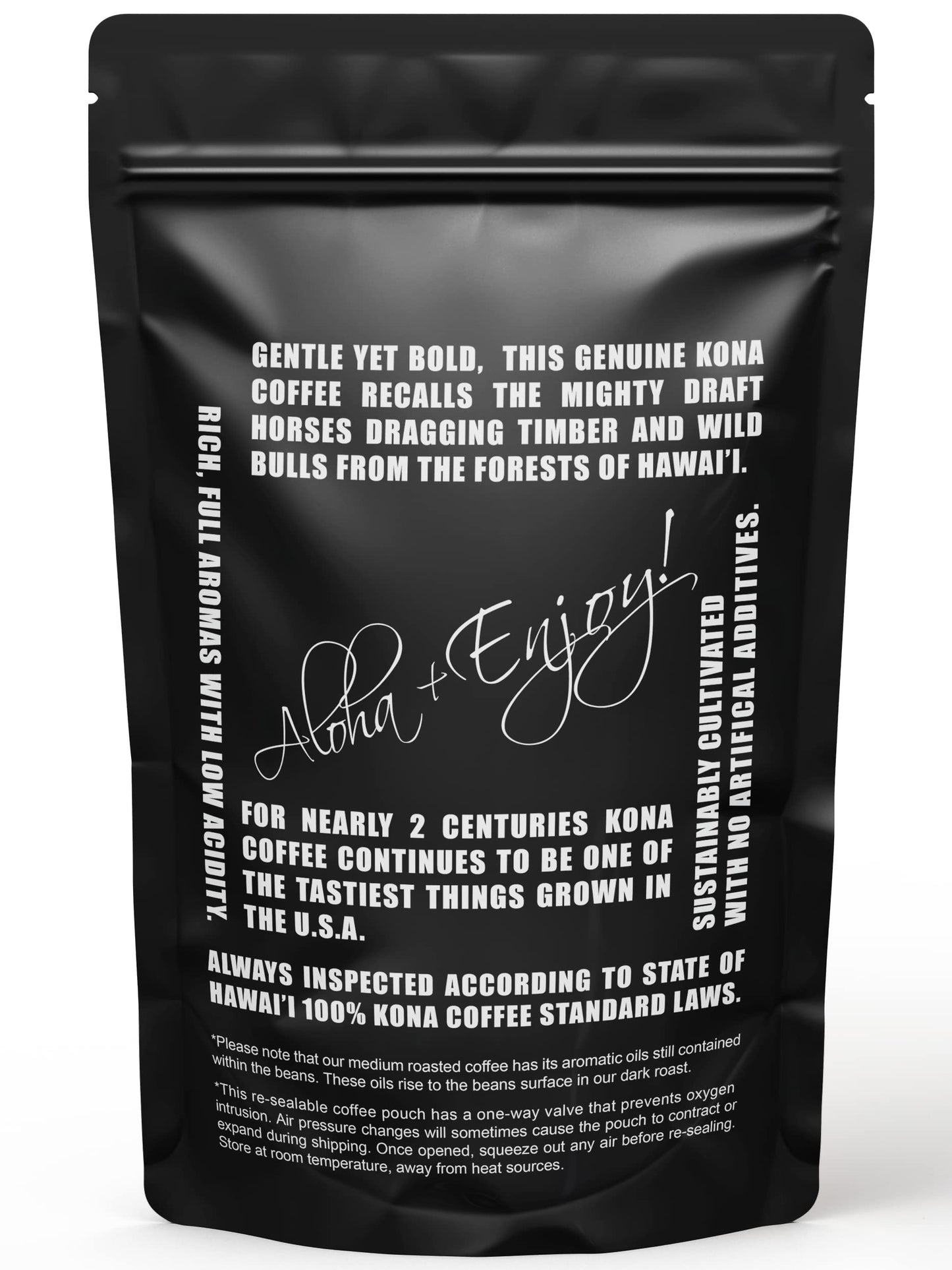 Blue Horse 100% Kona Coffee, Dark Roast, Arabica Whole Beans, 1 Lb (16 Oz) Bag, Farm Fresh, Authentic Hawaiian Coffee Beans From