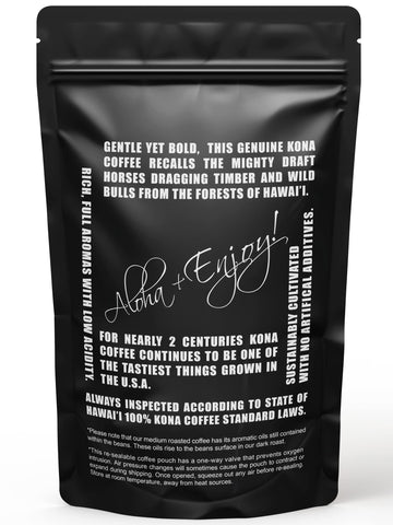 Blue Horse 100% Kona Coffee, Dark Roast, Arabica Whole Beans, 1 Lb (16 Oz) Bag, Farm Fresh, Authentic Hawaiian Coffee Beans From