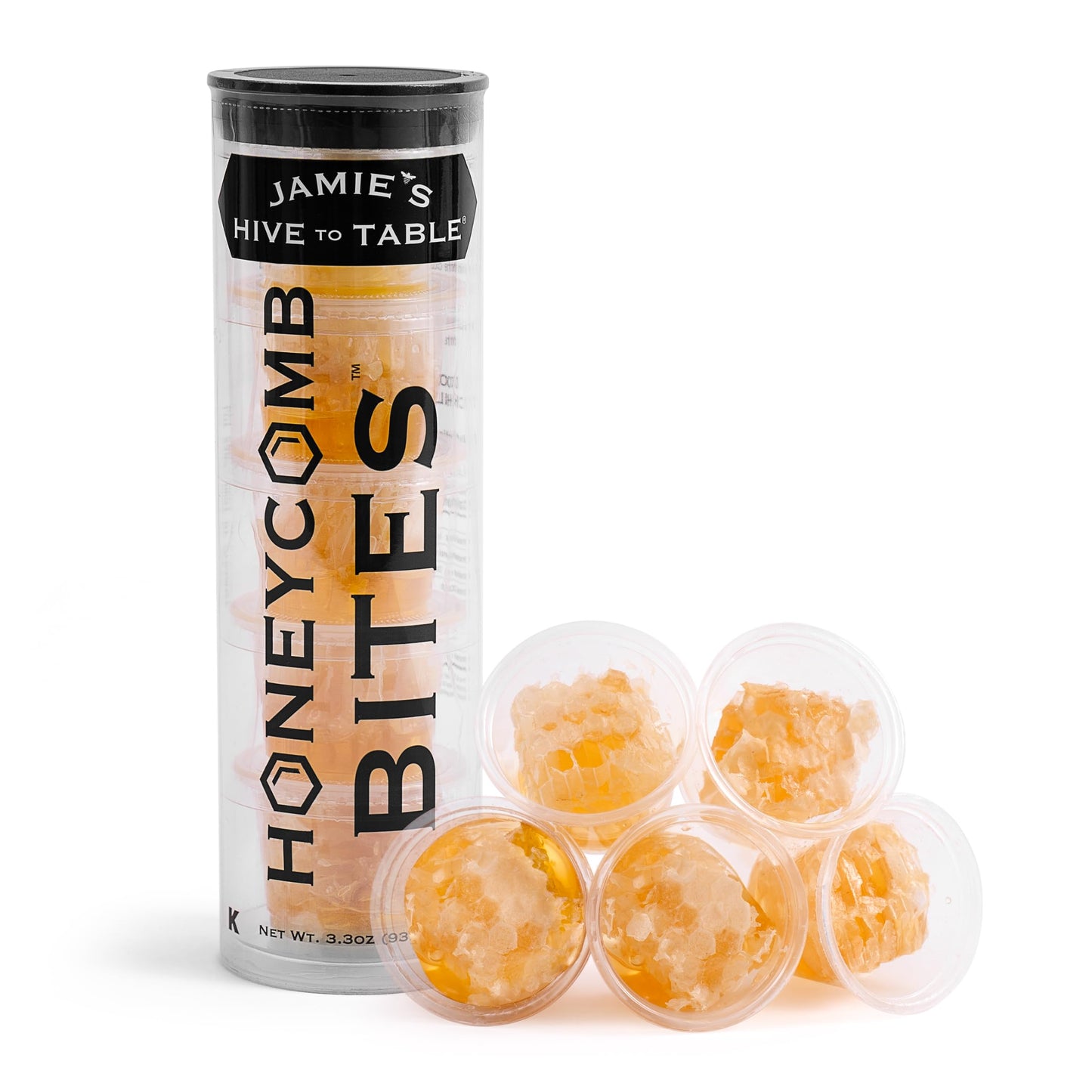 Jamies Hive To Table 100% Raw Honeycomb Bites, 3.3 Oz, 5 Bites - Pure Honeycomb Straight from the Hive - Made in USA, Product of
